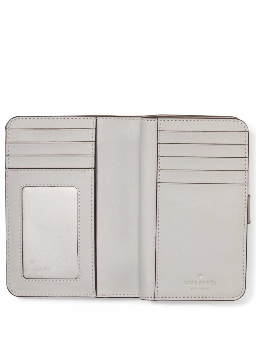New Kate Spade Lena Medium Compact Bifold Wallet Pebble Leather Platinum Grey - Picture 3 of 3